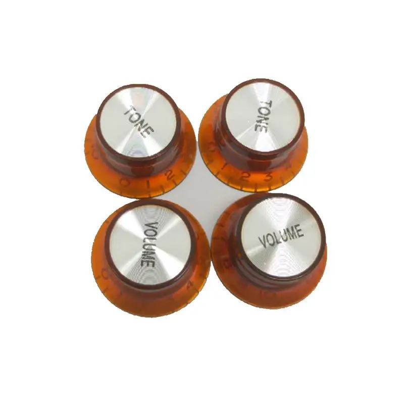 4pcs Guitar Top Hat Speed Control Knobs 2 Volumes & 2 Tones Silver Bell for LP SG Guitar