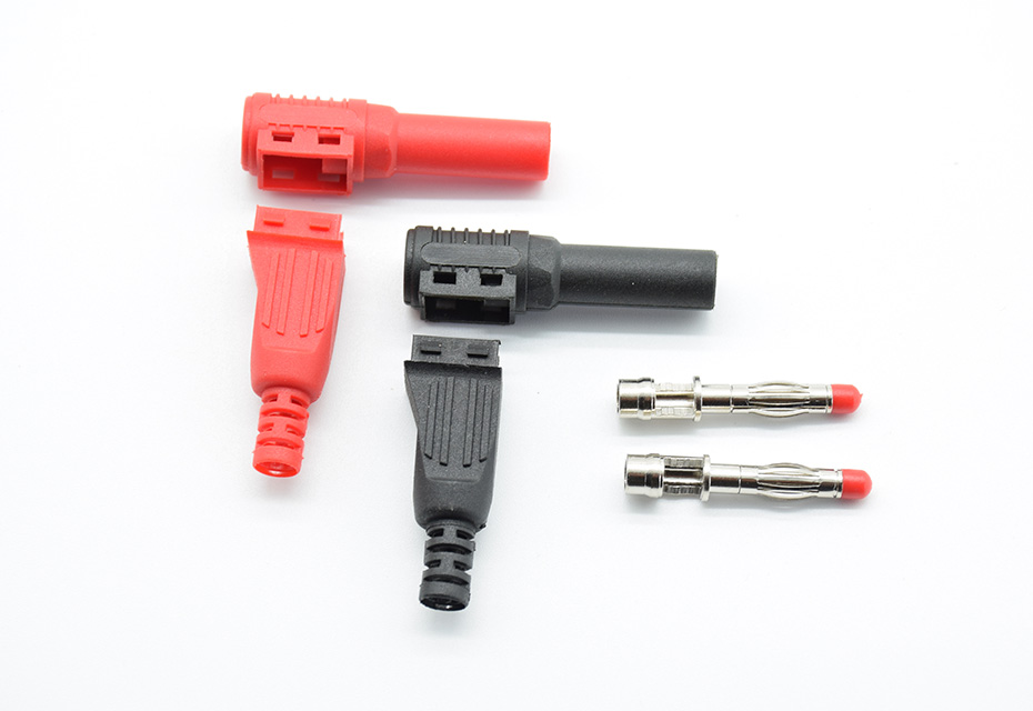 2Pcs/1pair Red/Black 4mm Male Right Angle Insulation Wire Solder Type DIY Banana Plug Connector Multimeter test