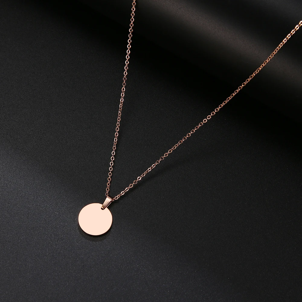 DOTIFI Stainless Steel Necklace Round Circle Pendant For Women Elegant Clavicle Rose Gol DNecklace Wedding Jewelry Wholesale