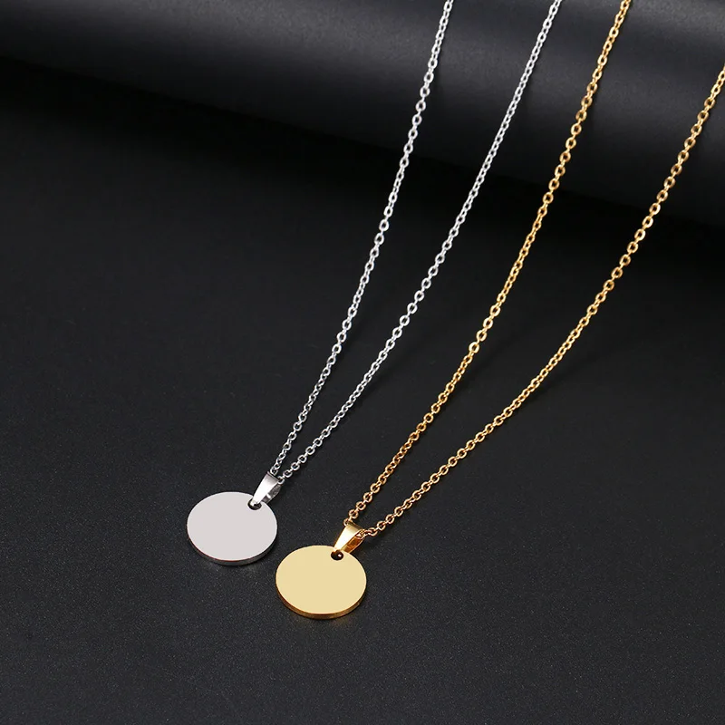 DOTIFI Stainless Steel Necklace Round Circle Pendant For Women Elegant Clavicle Rose Gol DNecklace Wedding Jewelry Wholesale