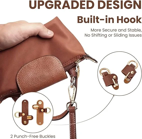 Leather Replacement Crossbody Bag Strap,Bag Shoulder Strap for Longchamp Short Handle Bags Without Punching Modification