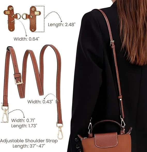 Leather Replacement Crossbody Bag Strap,Bag Shoulder Strap for Longchamp Short Handle Bags Without Punching Modification