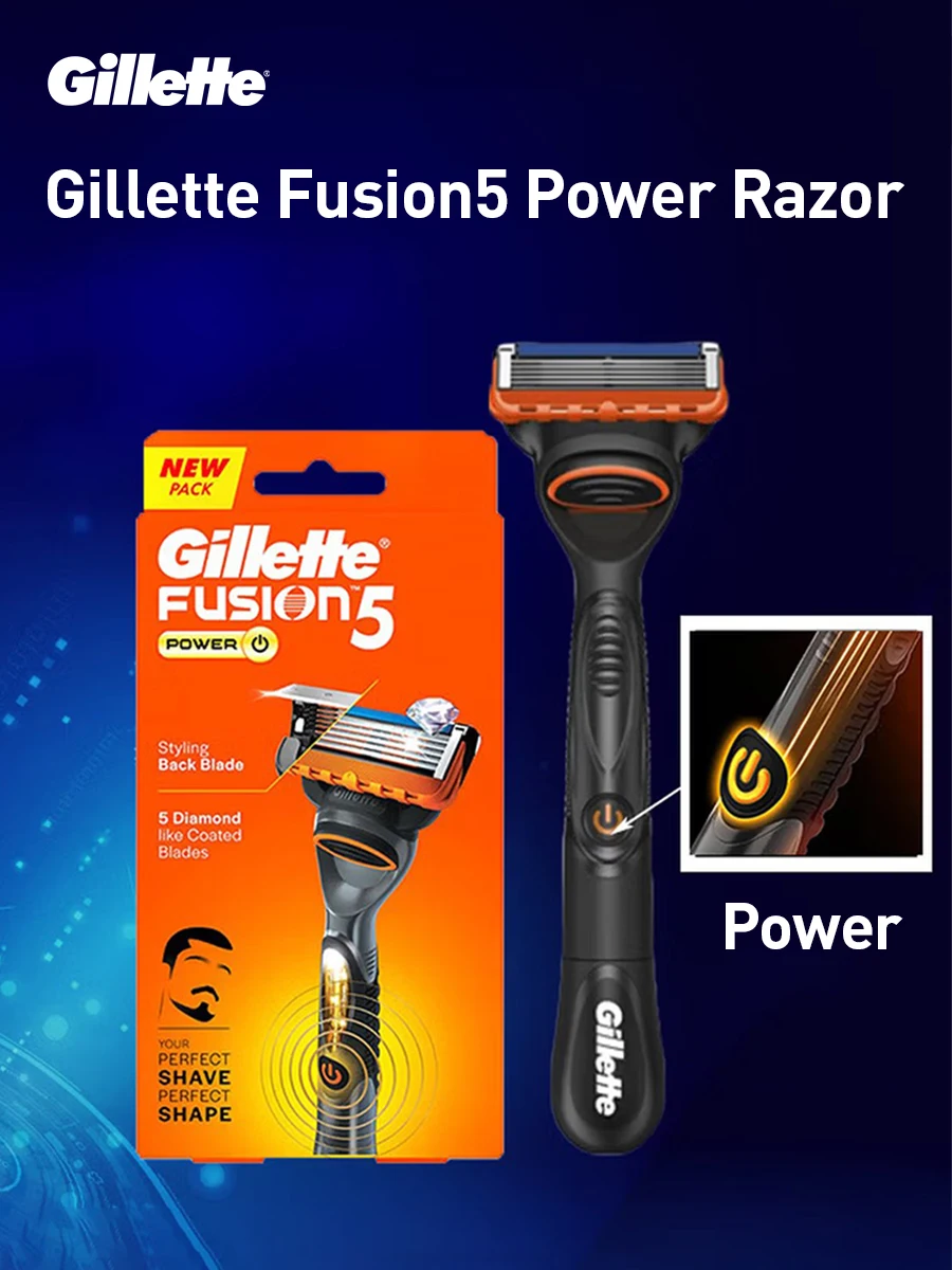 Gillette Fusion 5 FlexBall Power Razor 5 Blade Coating Micro-Vibration Technology Men's Shaver with Precision Trimmer