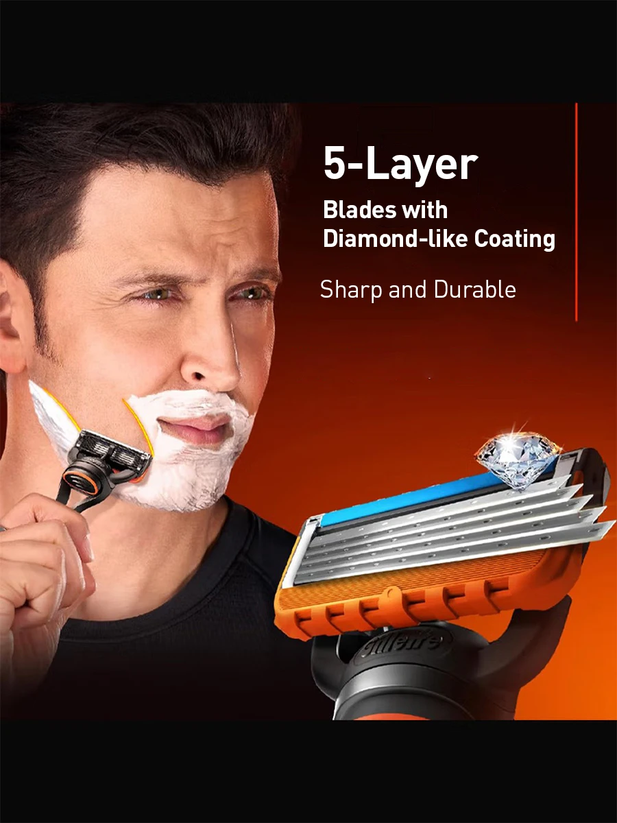 Gillette Fusion 5 FlexBall Power Razor 5 Blade Coating Micro-Vibration Technology Men's Shaver with Precision Trimmer