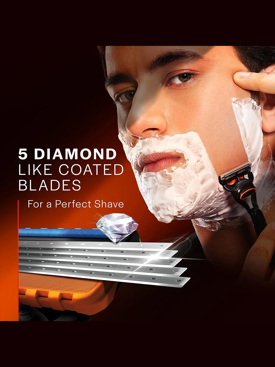 Gillette Fusion 5 FlexBall Power Razor 5 Blade Coating Micro-Vibration Technology Men's Shaver with Precision Trimmer