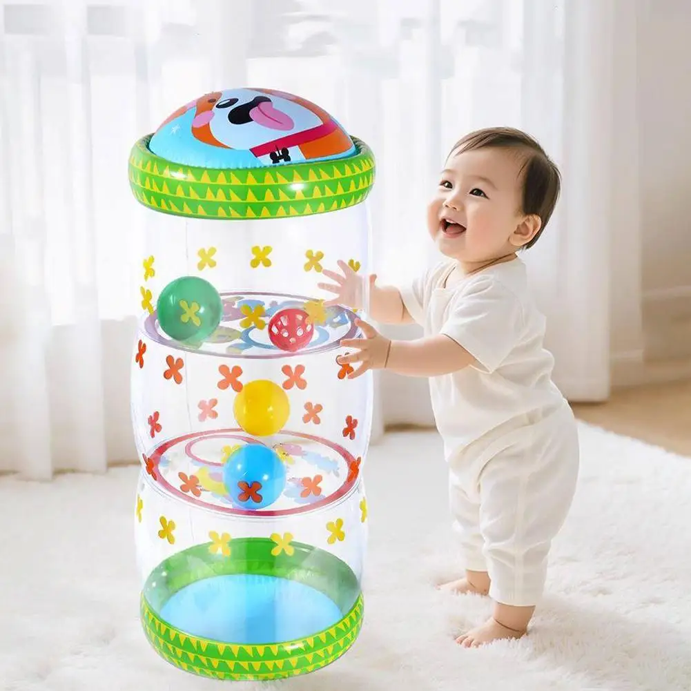 Inflatable Baby Crawling Roller Toys With Rattle Balls PVC Toddler Standing Early Educational Toys Crawling Learning Roller