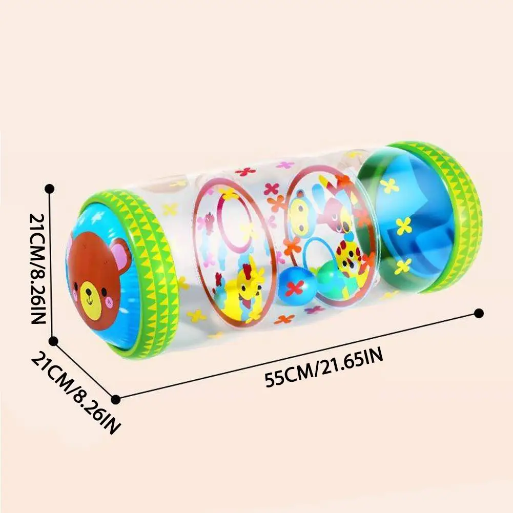 Inflatable Baby Crawling Roller Toys With Rattle Balls PVC Toddler Standing Early Educational Toys Crawling Learning Roller