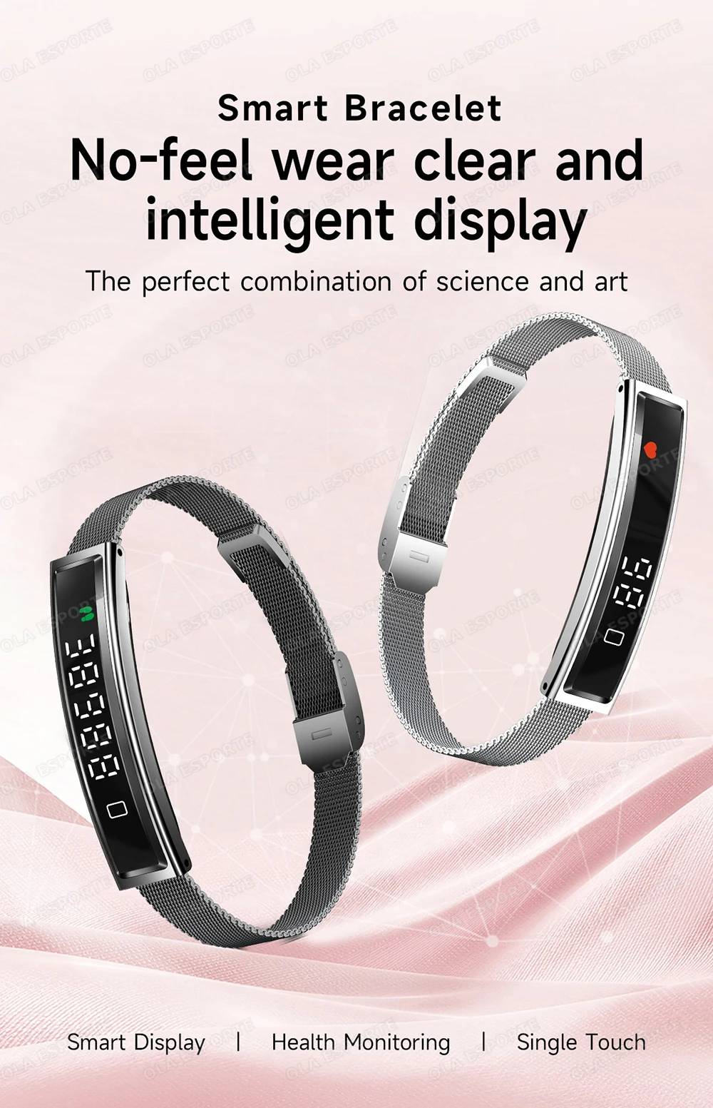 2026 New Fashion Women Smart Bracelet Sport Mode Fitness Tracker Heart Rate Health Monitoring IP68 Waterproof Smart Watch Men