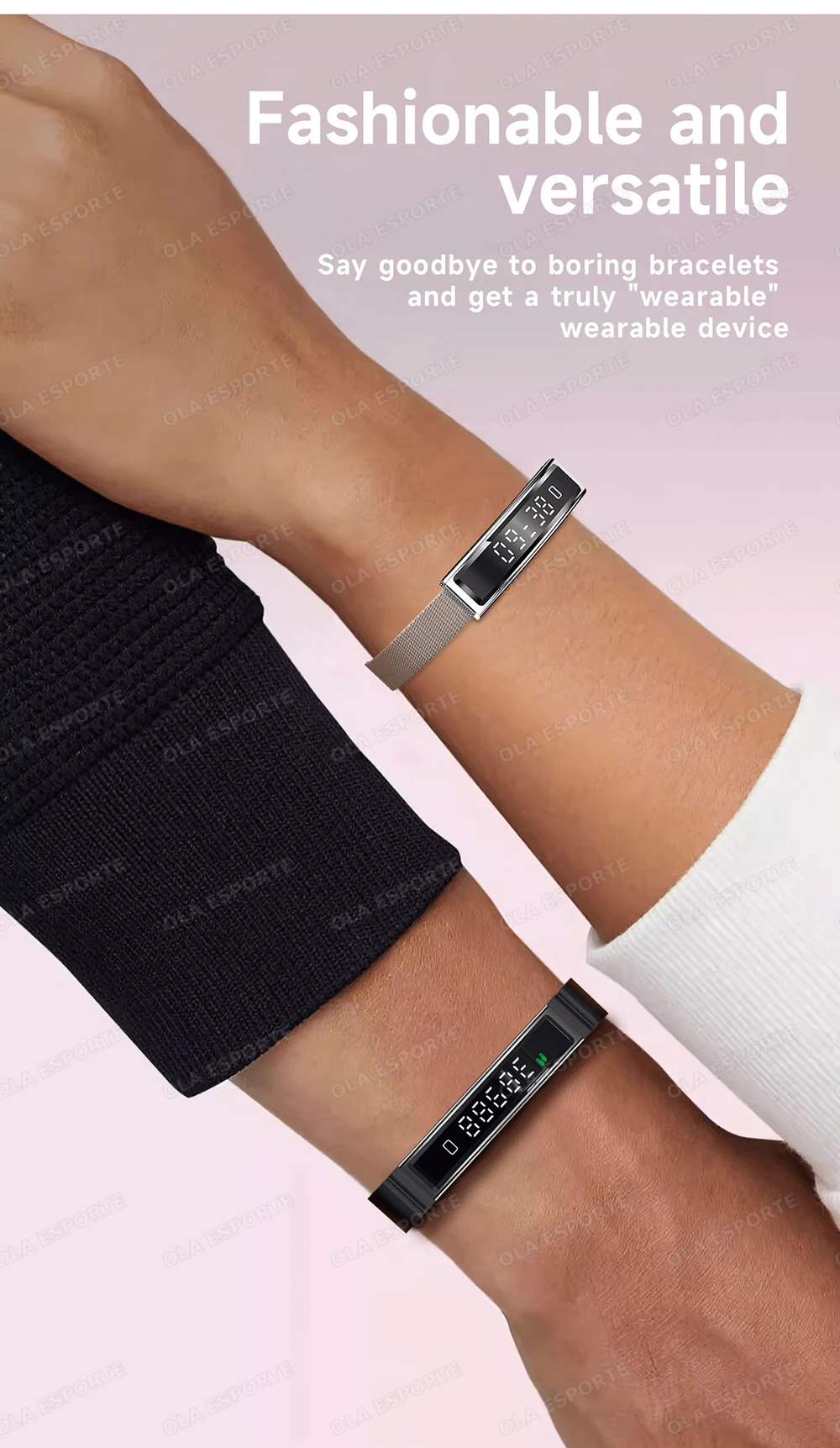 2026 New Fashion Women Smart Bracelet Sport Mode Fitness Tracker Heart Rate Health Monitoring IP68 Waterproof Smart Watch Men