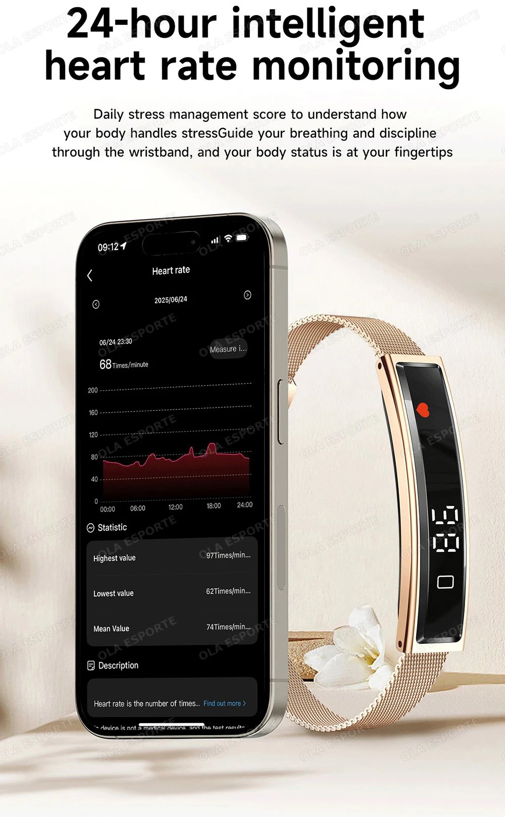 2026 New Fashion Women Smart Bracelet Sport Mode Fitness Tracker Heart Rate Health Monitoring IP68 Waterproof Smart Watch Men