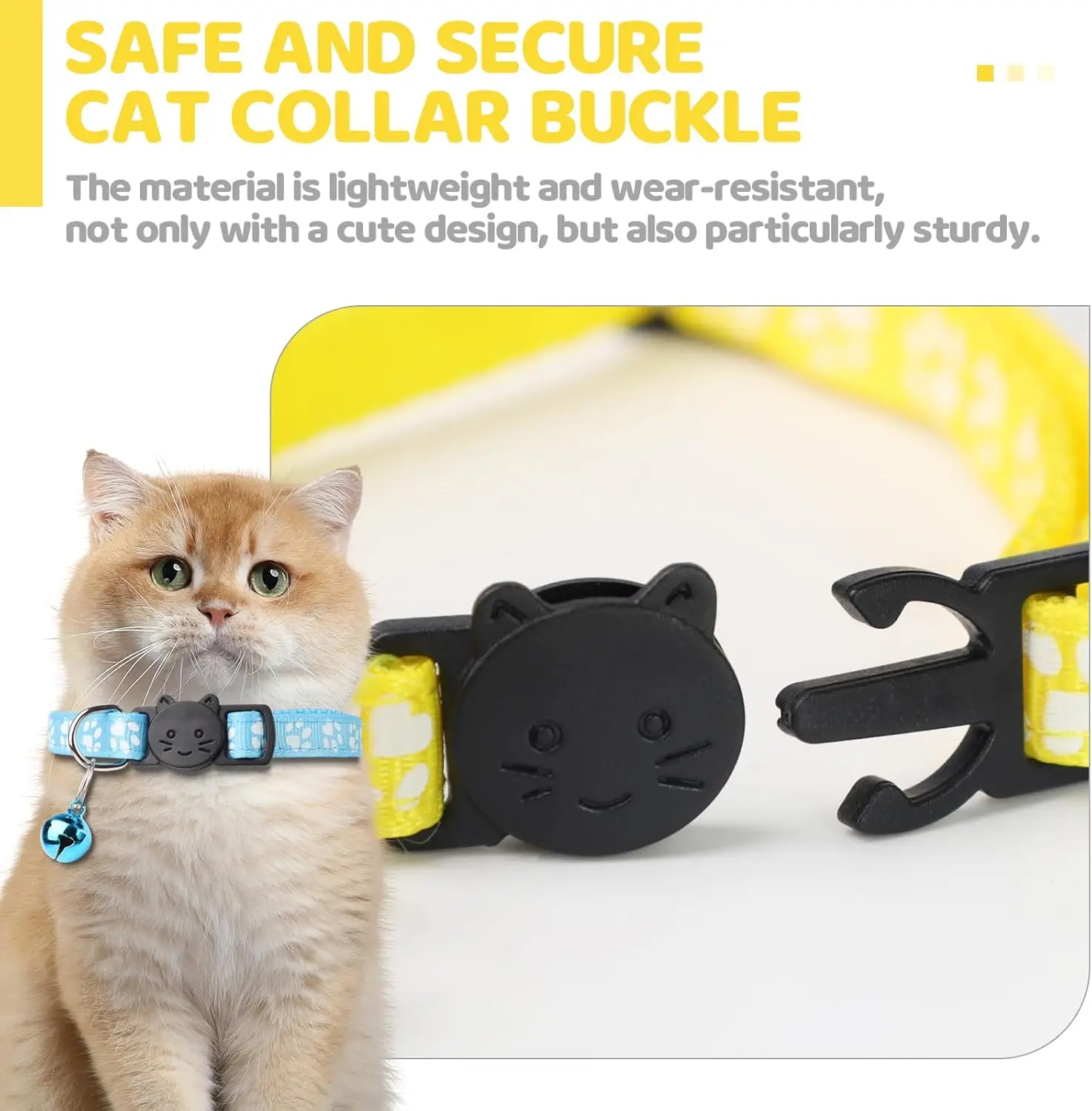 Pet Collar with Tag Holder Airtag Protective Case, Reflective Cat Collars with Bells Adjustable 8-12.5" To Fit All Domestic Cats