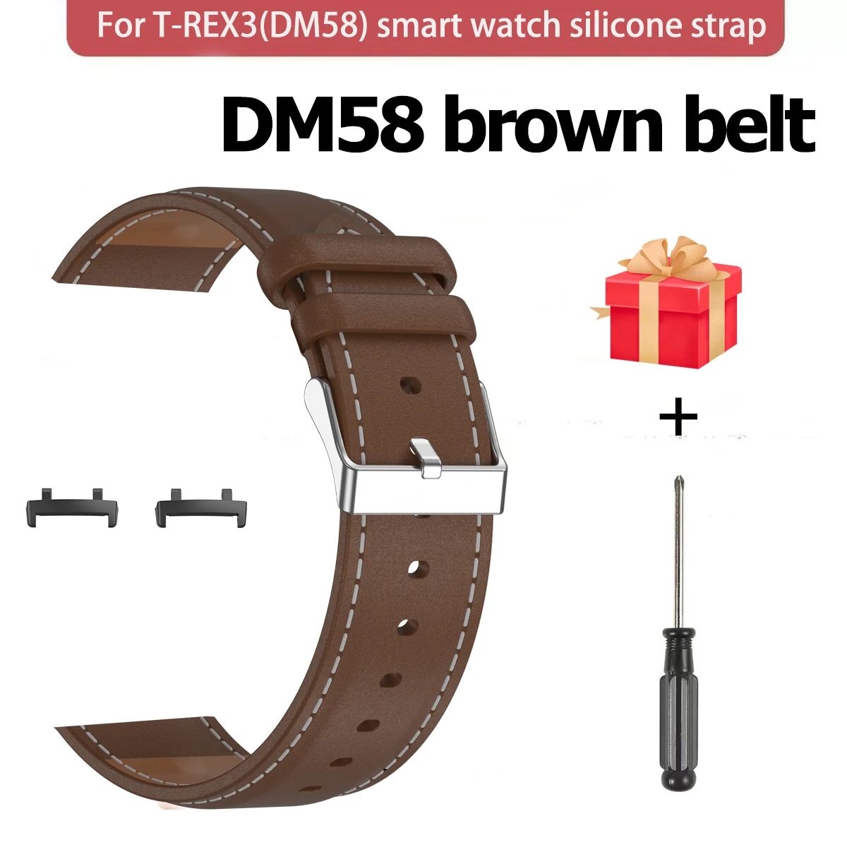 Suitable for DM58 T-REX3 Smartwatch, Silicone Strap, Stainless Steel Strap, Width 22mm, DM58 Smartwatch Wristband Connector