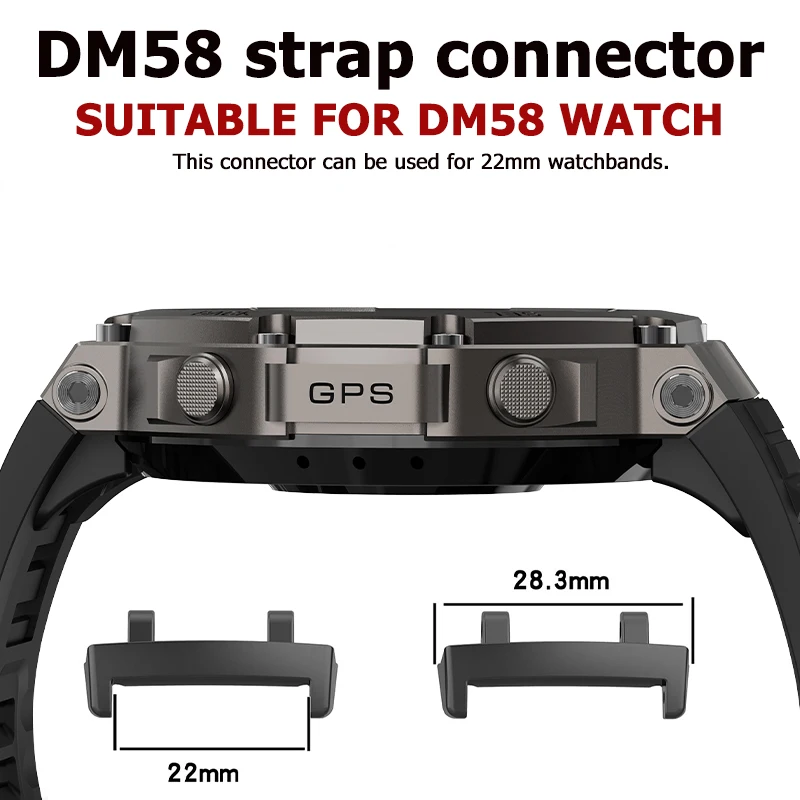 Suitable for DM58 T-REX3 Smartwatch, Silicone Strap, Stainless Steel Strap, Width 22mm, DM58 Smartwatch Wristband Connector