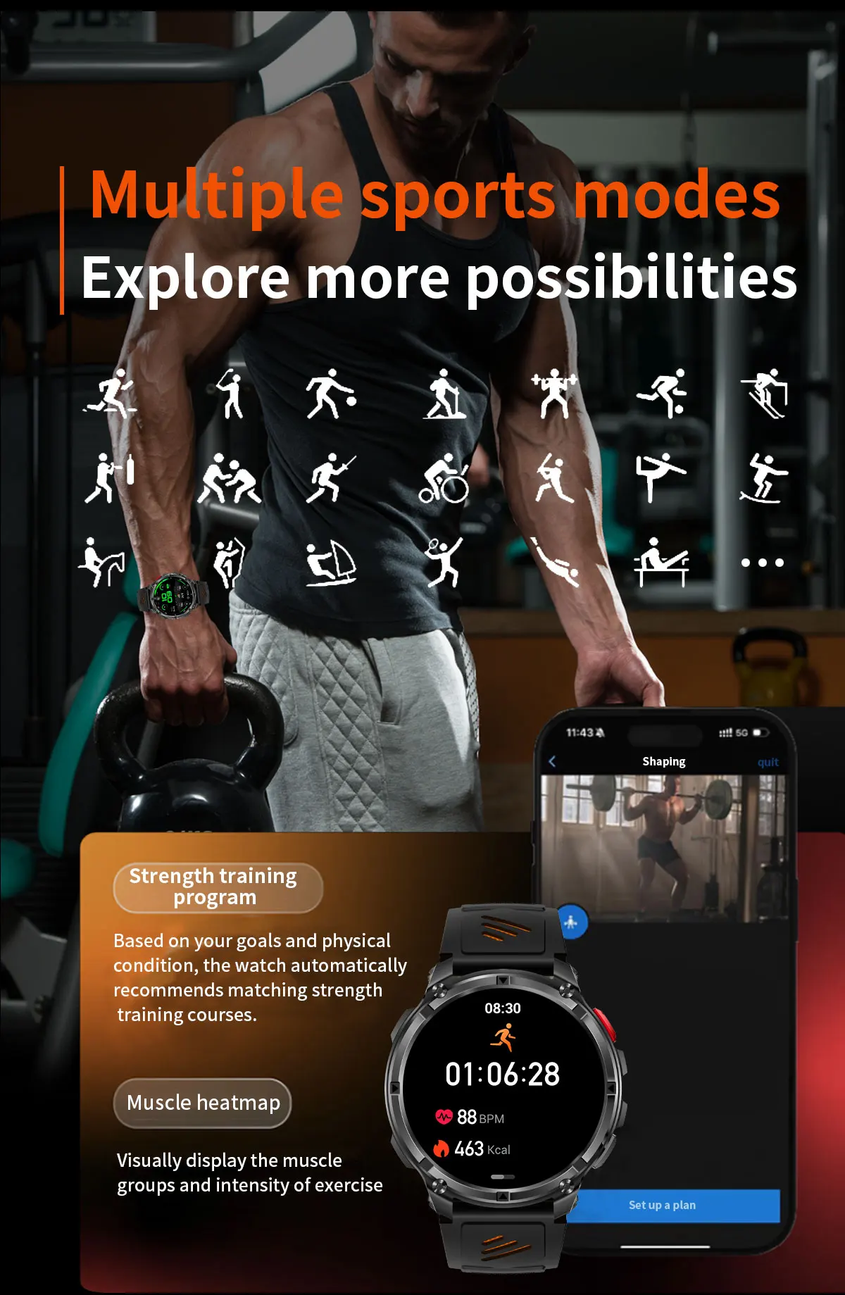 2026 New T-Rex3 Pro 1100mAh Battery Smart Watch GPS Path 5ATM Waterproof Sports Run Tracker Outdoors Compass Military Smartwatch