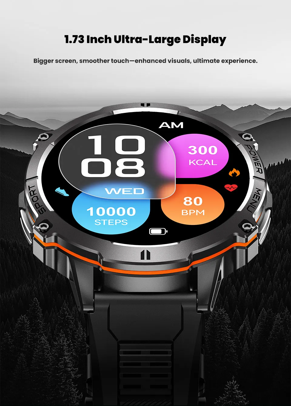 Mens Military T REX 3 Smartwatch 1.73" AMOLED Compass BT Call 1ATM Waterproof Wrist Sport Smart Watches for Man IOS Android 2026