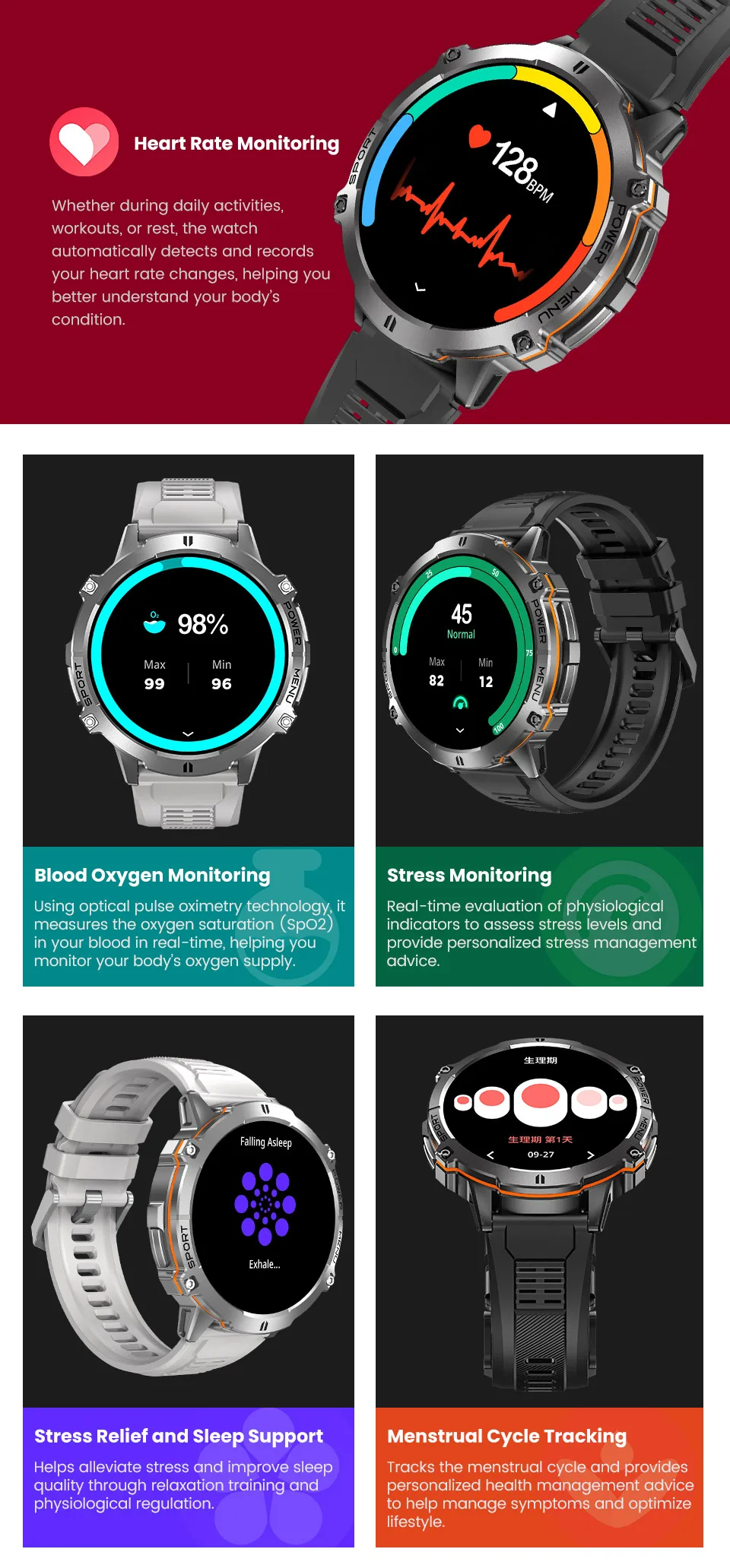 Mens Military T REX 3 Smartwatch 1.73" AMOLED Compass BT Call 1ATM Waterproof Wrist Sport Smart Watches for Man IOS Android 2026