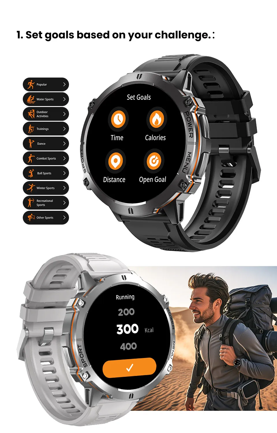 Mens Military T REX 3 Smartwatch 1.73" AMOLED Compass BT Call 1ATM Waterproof Wrist Sport Smart Watches for Man IOS Android 2026