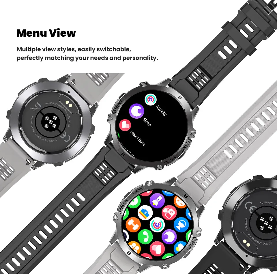 Mens Military T REX 3 Smartwatch 1.73" AMOLED Compass BT Call 1ATM Waterproof Wrist Sport Smart Watches for Man IOS Android 2026