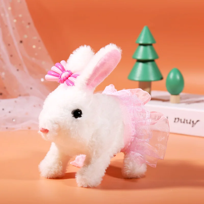 Interactive Dancing Walking Rabbit Toy, Plush Bunny Electronic Pet for Kids, Animated Moving Animal Gift for Boys Girls Birthday