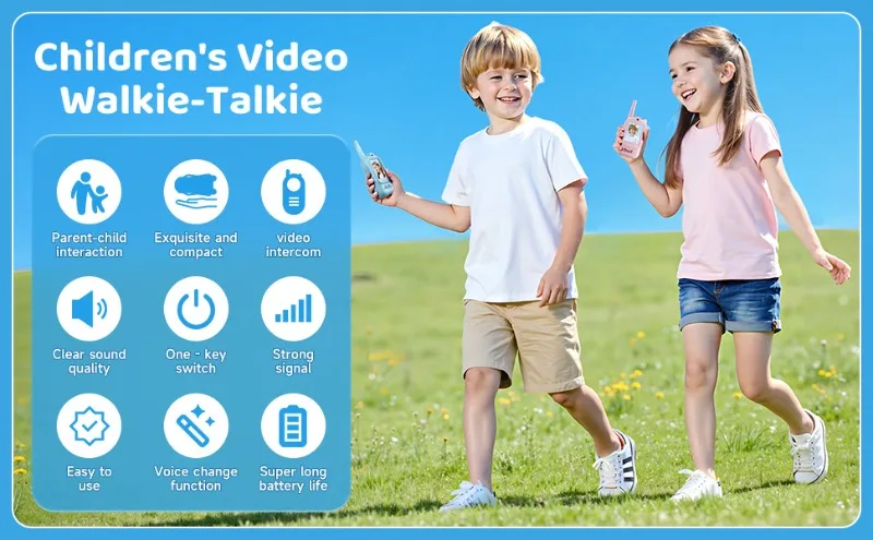 2PCS Kids Video Walkie Talkies USB Charging Indoor and Outdoor High Definition Intercom Children's Toys Birthday Gifts Ages 3-12