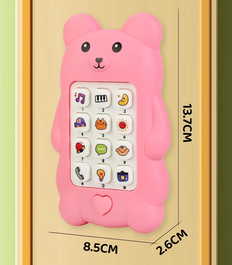 Cute Bear Baby Phone Toy Music Sound Telephone Sleeping Toys Simulation Phone with Lights Kids Early Educational Toy Kids Gifts