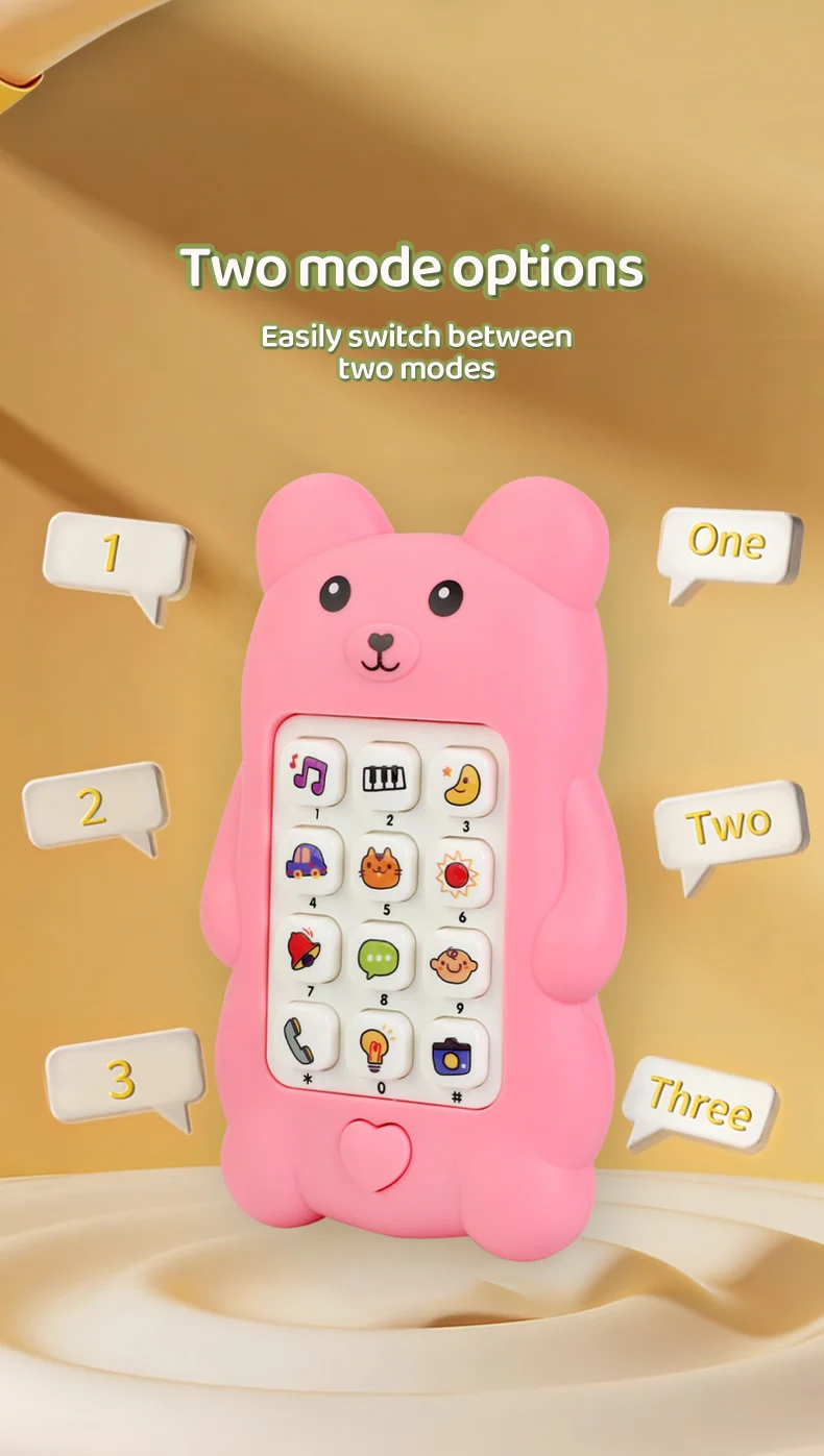Cute Bear Baby Phone Toy Music Sound Telephone Sleeping Toys Simulation Phone with Lights Kids Early Educational Toy Kids Gifts