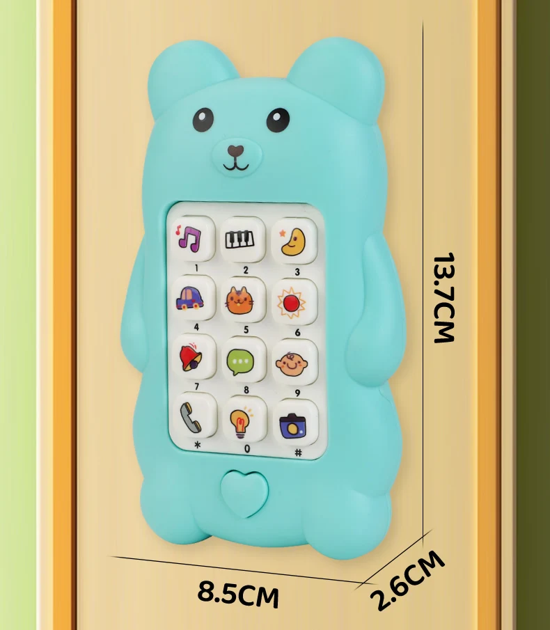 Cute Bear Baby Phone Toy Music Sound Telephone Sleeping Toys Simulation Phone with Lights Kids Early Educational Toy Kids Gifts