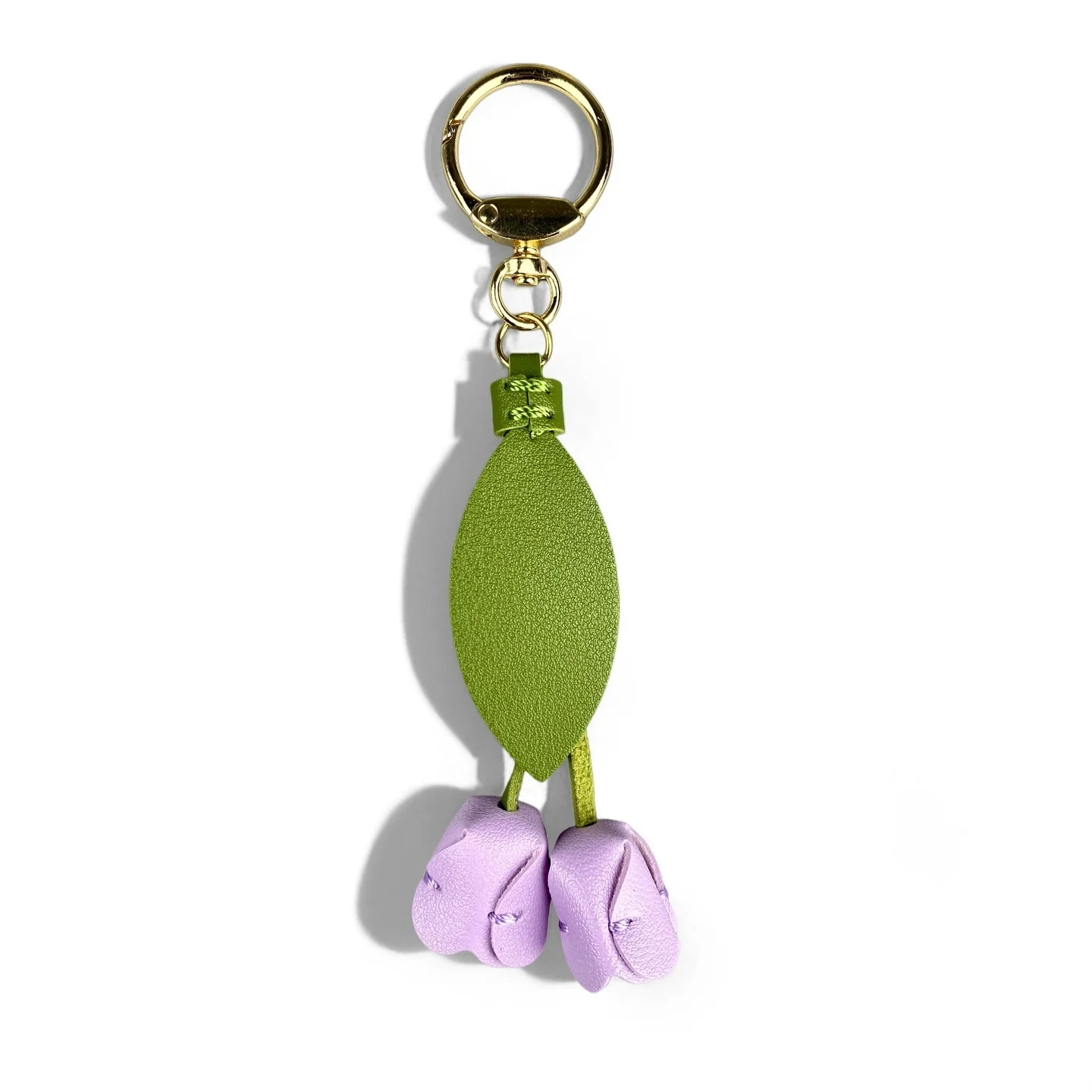 Purple Butterfly & Flower Keychain Charm Set, Cute PU Leather Floral Bag Accessories for Purple Lovers/Realistic Bloom/Good Gift