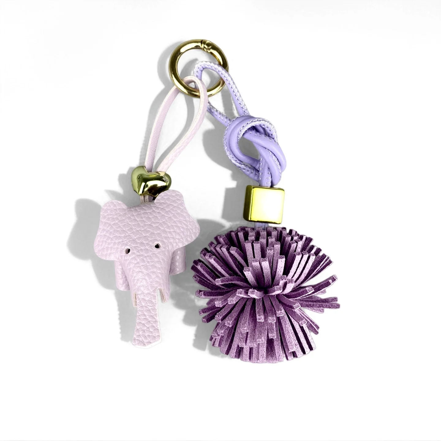 Purple Butterfly & Flower Keychain Charm Set, Cute PU Leather Floral Bag Accessories for Purple Lovers/Realistic Bloom/Good Gift