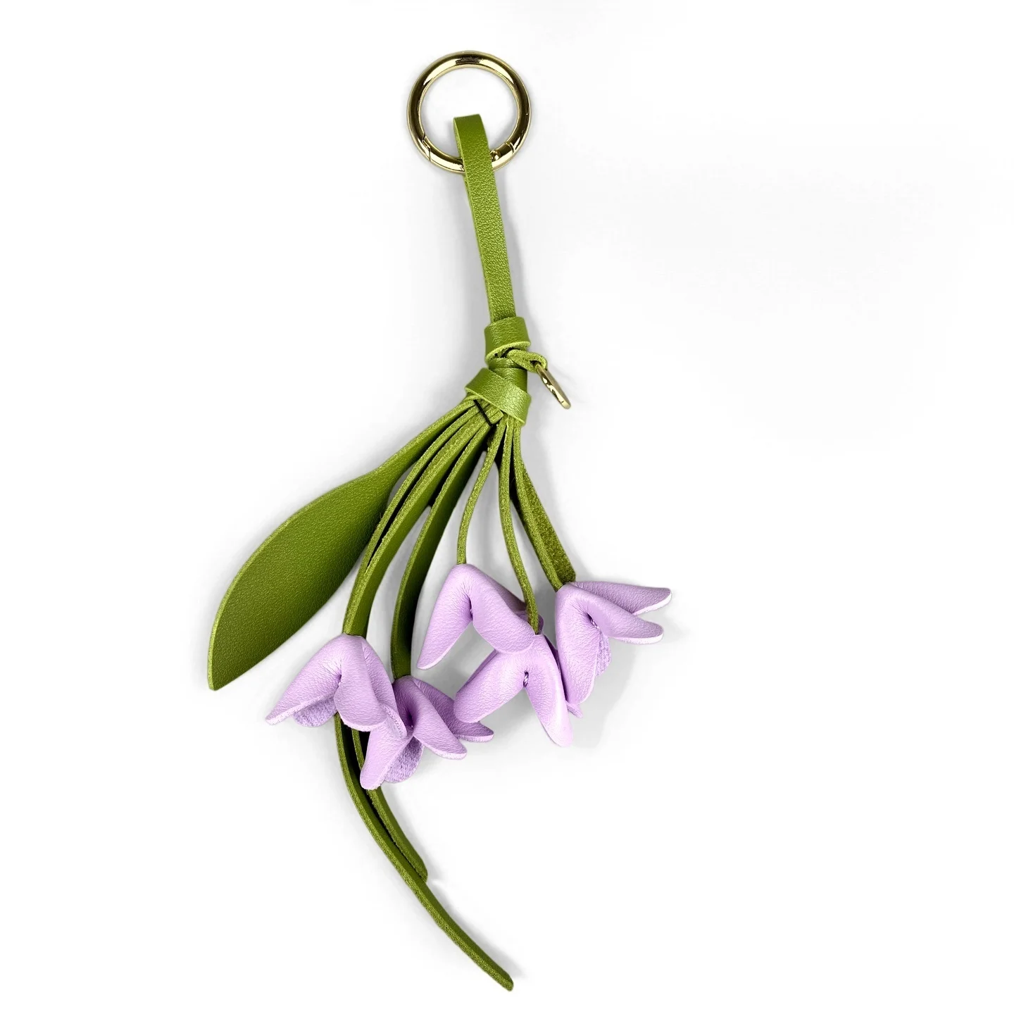 Purple Butterfly & Flower Keychain Charm Set, Cute PU Leather Floral Bag Accessories for Purple Lovers/Realistic Bloom/Good Gift