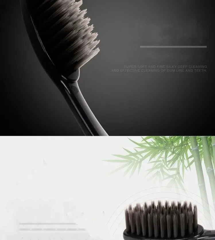 10pcs Charcoal Infused Soft Bristle Toothbrush for Deep Oral Cleaningand Gum Care -Ldeal for Daily Use by Adults at Home