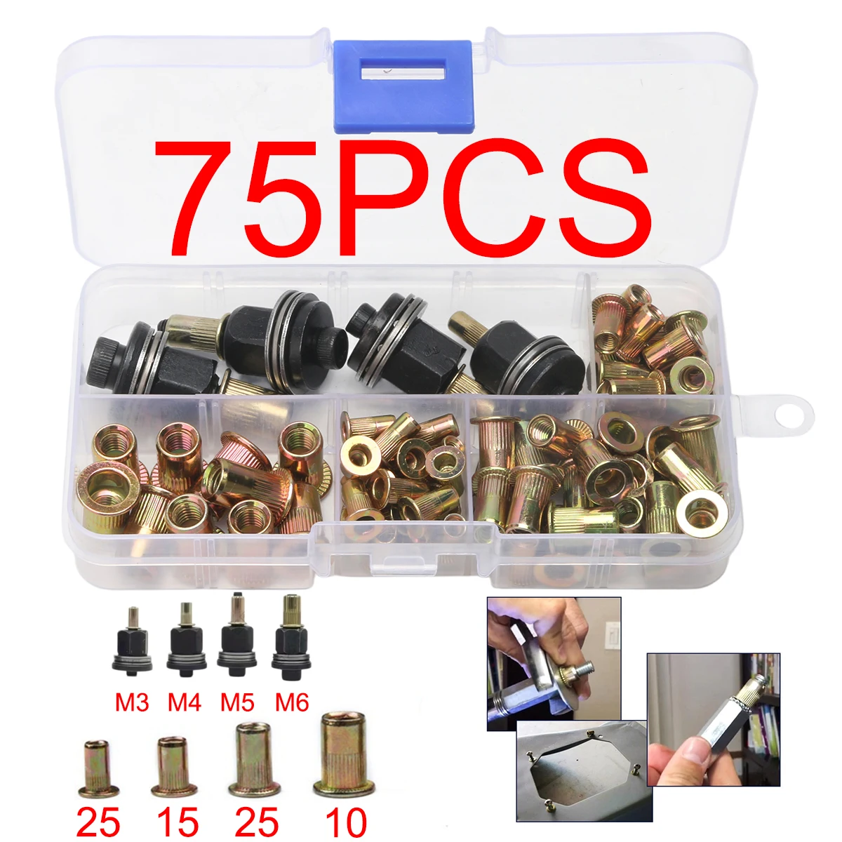 M3-M12 Multi-Purpose Household Rivet Gun with Different Specifications of Rivets, Industrial Grade Carbon Steel Manual Rivet Too
