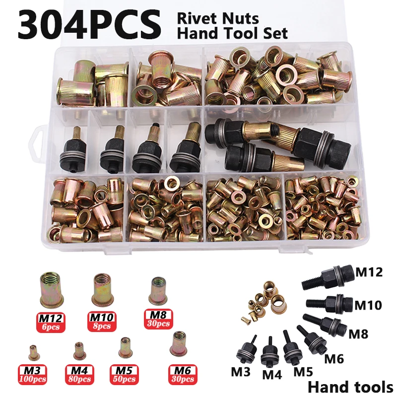 M3-M12 Multi-Purpose Household Rivet Gun with Different Specifications of Rivets, Industrial Grade Carbon Steel Manual Rivet Too