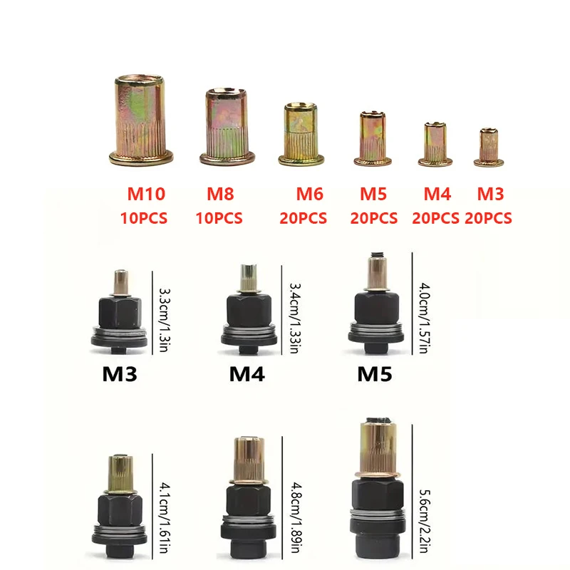 M3-M12 Multi-Purpose Household Rivet Gun with Different Specifications of Rivets, Industrial Grade Carbon Steel Manual Rivet Too
