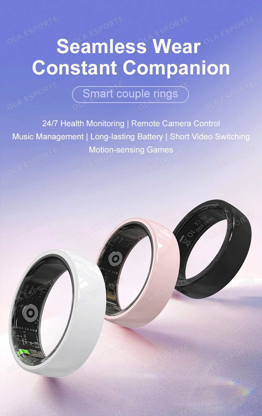 2026 New Hot Couple Smart Ring with Charging Case Heart Rate Sleep Health Monitor Pedometer Fashion Ceramic Ring For Android IOS