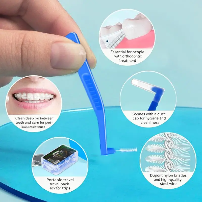 2 5Pcs L Shaped Interdental Brushes Soft Bristle Portable Cleaning Sticks for Tight Teeth Spaces Daily Dental Hygiene Essential