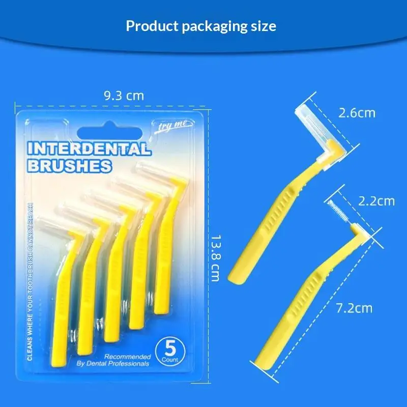 2 5Pcs L Shaped Interdental Brushes Soft Bristle Portable Cleaning Sticks for Tight Teeth Spaces Daily Dental Hygiene Essential