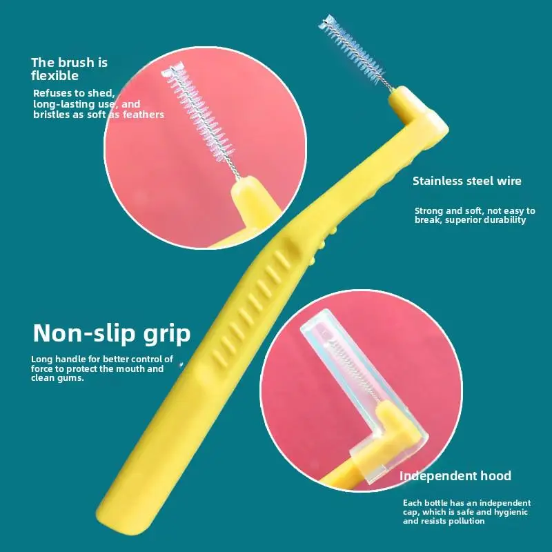 2 5Pcs L Shaped Interdental Brushes Soft Bristle Portable Cleaning Sticks for Tight Teeth Spaces Daily Dental Hygiene Essential