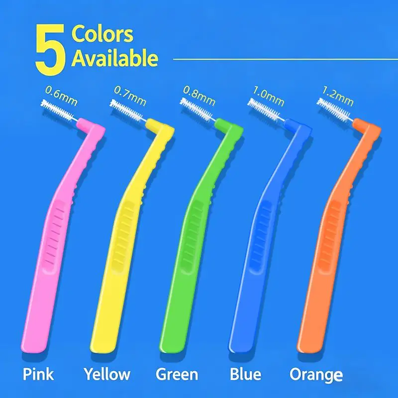 2 5Pcs L Shaped Interdental Brushes Soft Bristle Portable Cleaning Sticks for Tight Teeth Spaces Daily Dental Hygiene Essential