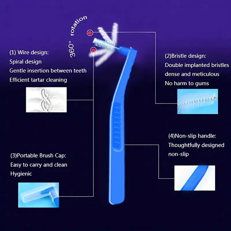 2 5Pcs L Shaped Interdental Brushes Soft Bristle Portable Cleaning Sticks for Tight Teeth Spaces Daily Dental Hygiene Essential