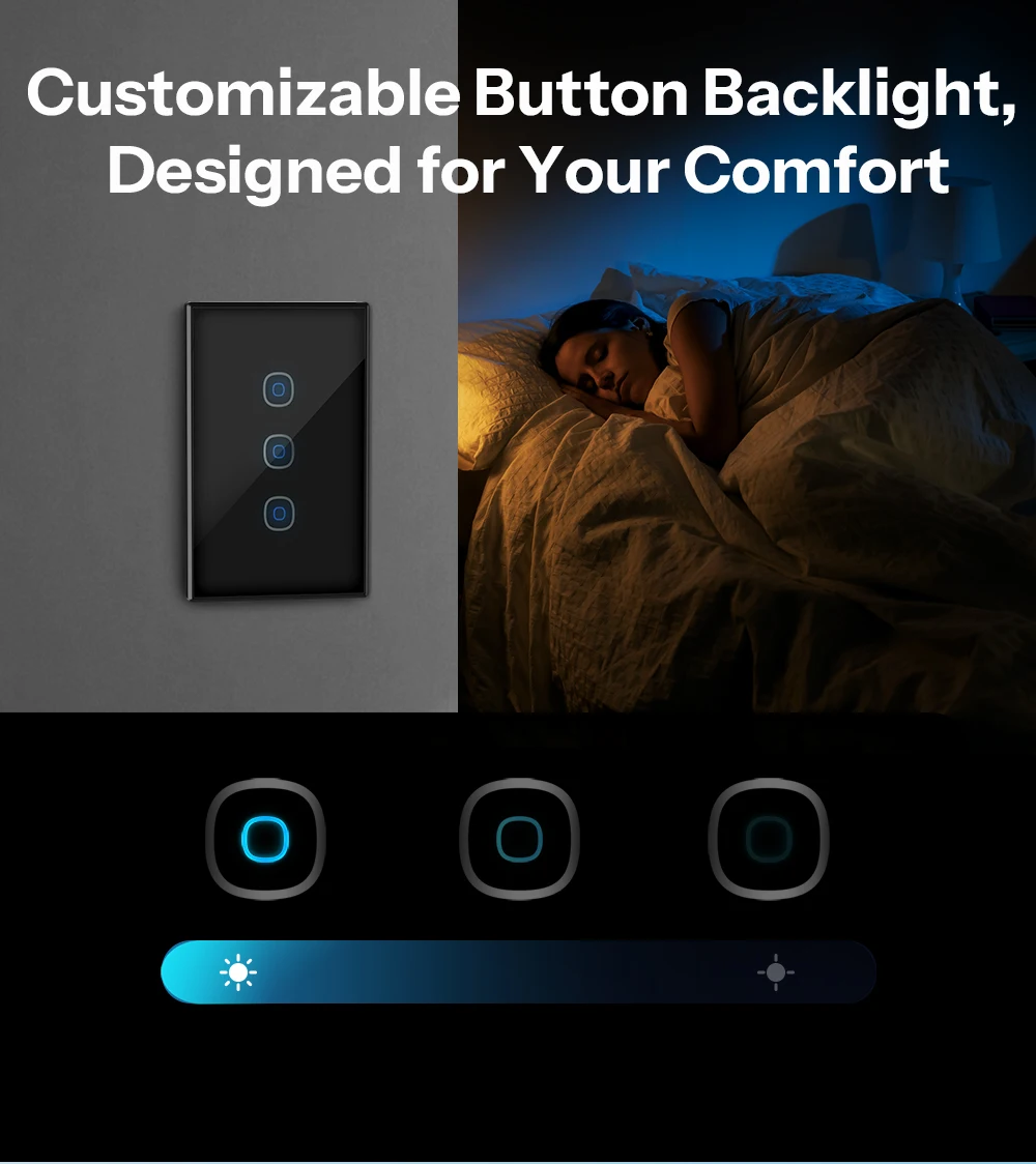 SONOFF T6 120 1/2/3 Gang Black TX Gen2 Matter Smart Touch Wall Switch Detach Relay Mode Night Switch Works with Alexa Apple Home