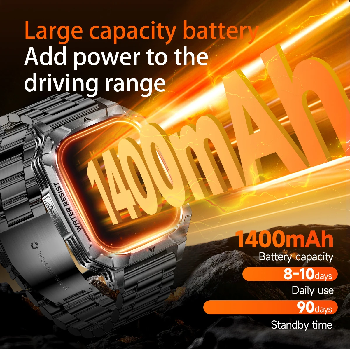 LIGE New Outdoor Military 1400 mAh Battery Smart Watch Men IP68 Waterproof LED Flashlight Health Monitor Call Sports Smartwatch