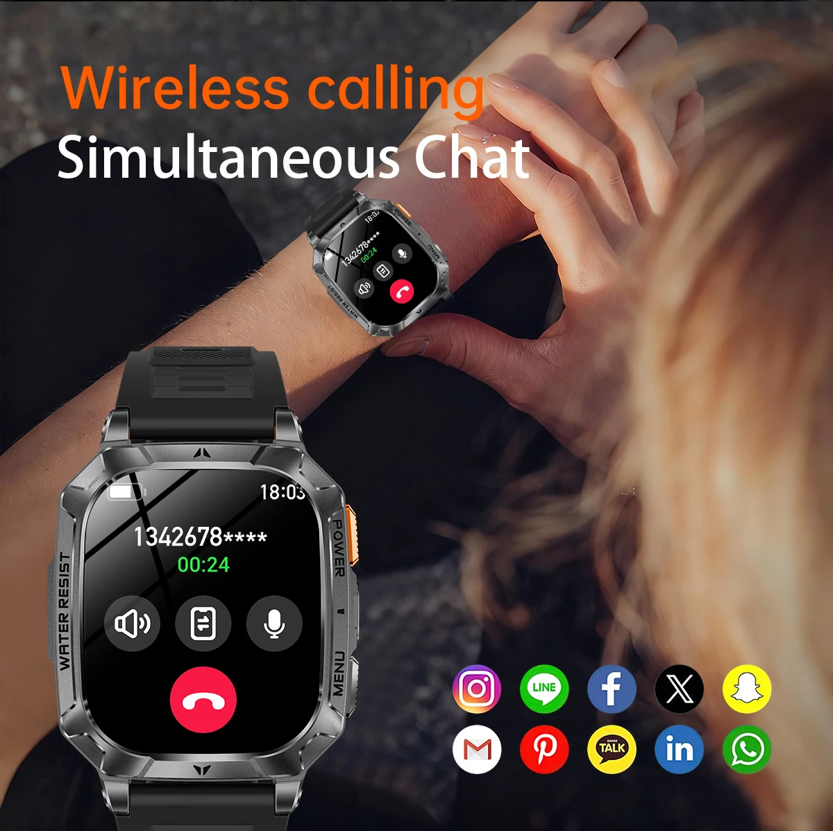 LIGE New Outdoor Military 1400 mAh Battery Smart Watch Men IP68 Waterproof LED Flashlight Health Monitor Call Sports Smartwatch