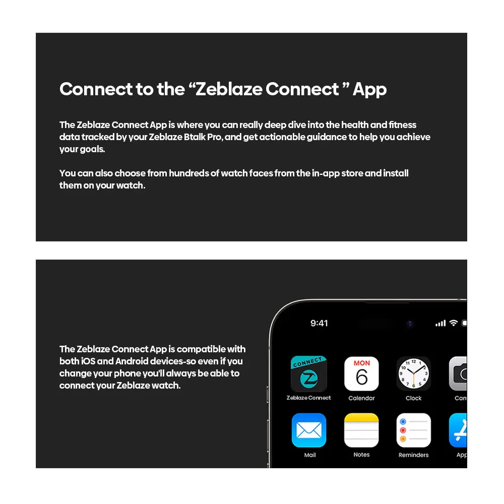 New Zeblaze Btalk Pro Voice Calling Smart Watch 1.91''HD Big Display Screen 300+ Custom Watch Faces Health Tracking Smartwatch