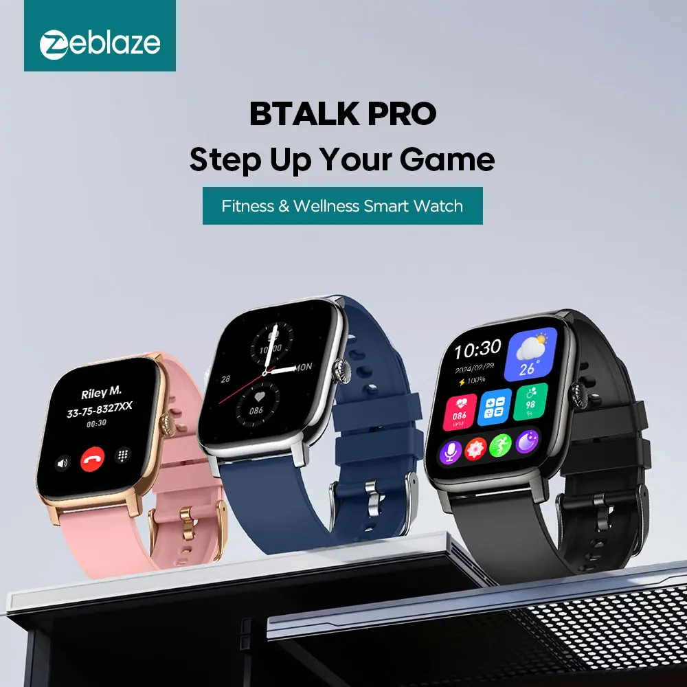 New Zeblaze Btalk Pro Voice Calling Smart Watch 1.91''HD Big Display Screen 300+ Custom Watch Faces Health Tracking Smartwatch