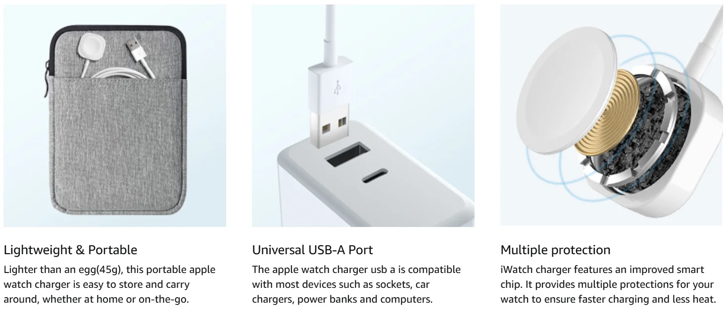 For Apple Watch Charger USB Magnetic Wireless Fast Charging Cable for iWatch 11 10 9 8 7 6 5 4 3 2 SE/2 Ultra Charger Portable