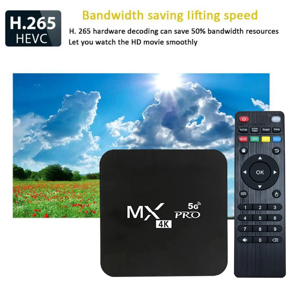 MX-Pro Smart TV Box 4K HD Android 11 Amlogic S905 Quad-Core 4G WiFi Original Media Player Home Theater Set Top Box IPTV