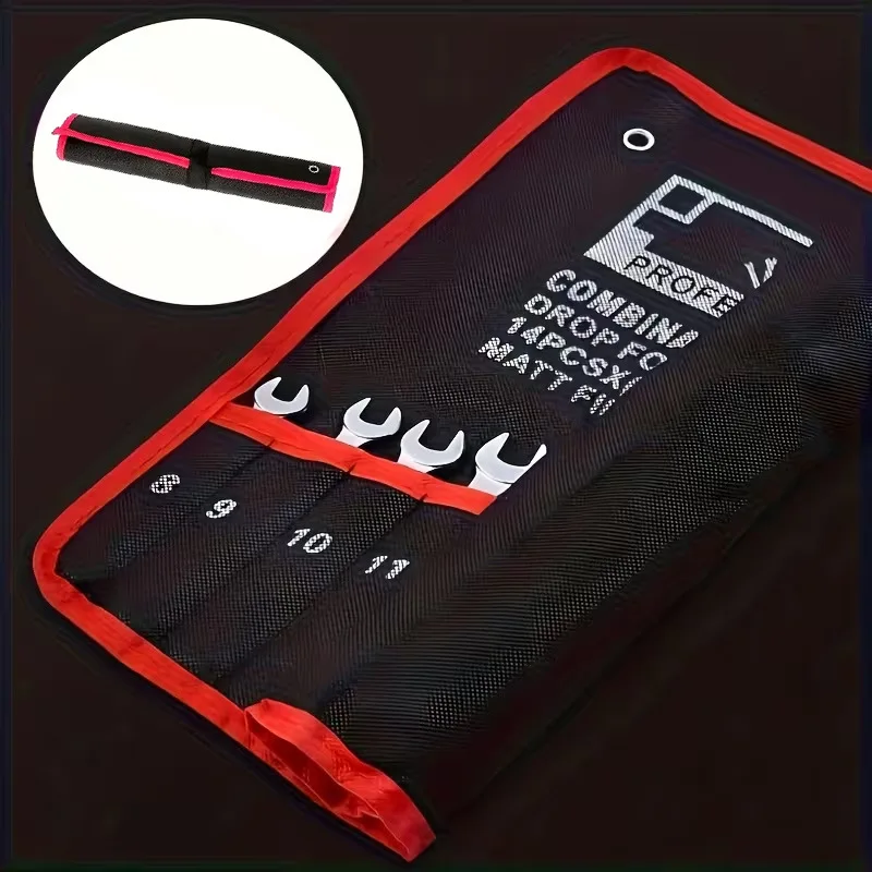 TINSOL 14-Pocket Tool Organizer Roll - Durable Wrench and Multi-Tool Storage Bag with Portable Handle for Garage and Workshop