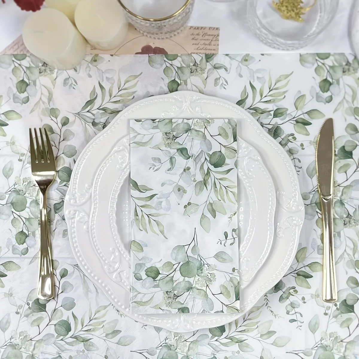 20/40 Colored Leaf Tissue Printed Napkins 33x40 2-Layer Printed Napkins Western Party Decoration Napkins