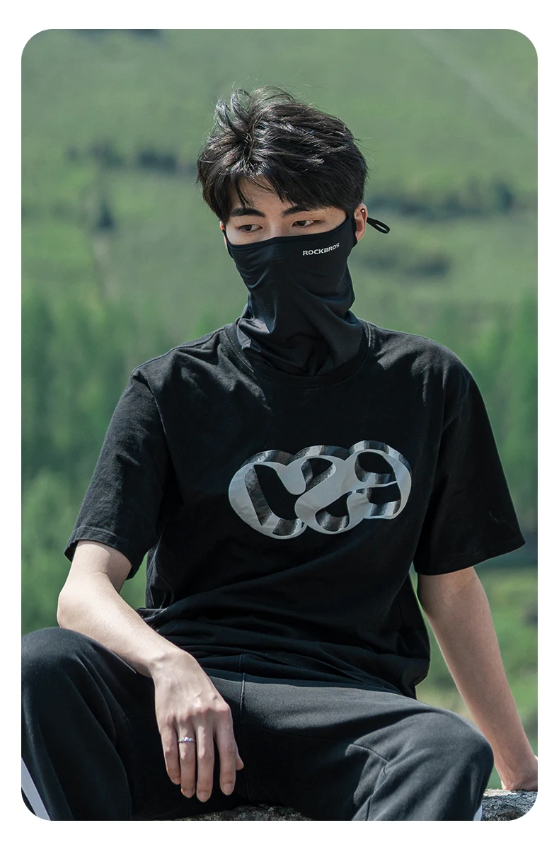 ROCKBROS Summer Ice Silk Cycling Face Mask Breathable Anti-UV Bike Face Neck Cover Bandana MTB Road Sports Hanging Ear Scarf